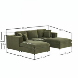 Solace+Co Asher U Shape Corner Sofa Bundle Khaki Green Velvet - thumbnail 7