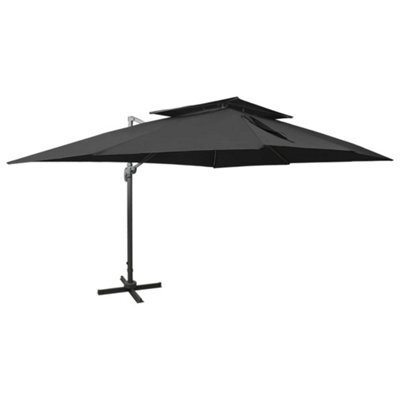 Berkfield Cantilever Umbrella With Double Top Black 400X300 Cm - image 1