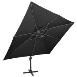 Berkfield Cantilever Umbrella With Double Top Black 400X300 Cm - thumbnail 2
