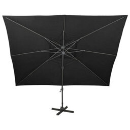 Berkfield Cantilever Umbrella With Double Top Black 400X300 Cm - thumbnail 3
