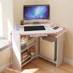 White Corner Computer Desk Home Office Study Workstation Writing Table - thumbnail 2