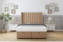 "Comfort Palermo Latte Dumfries Ottoman Bed With Mattress With 54"" Wingback Headboard 5' King" - thumbnail 1