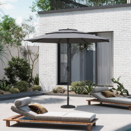 Breeins Light Grey Garden 3-Tier Umbrella Outdoor Patio Umbrellas Parasol For Beach Backyard And Pool With Base - thumbnail 2