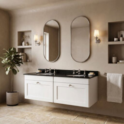 Balterley Swynnerton Traditional 2 Drawer Wall Hung Vanity Unit With Double Marble Basin, Satin White, 1200mm - thumbnail 4