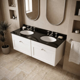 Balterley Swynnerton Traditional 2 Drawer Wall Hung Vanity Unit With Double Marble Basin, Satin White, 1200mm - thumbnail 3