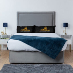 UKBEDFURNITURE Ascot Grey Plush  Divan Bed Base With 26 Inch Headboard - No Storage - thumbnail 1