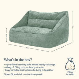 icon Cecilia Bean Bag Sofa Sage Green Giant Chenille Bean Bag Chair - thumbnail 9