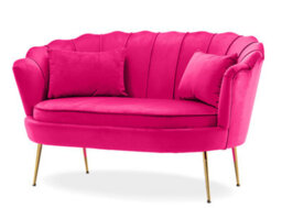 2 Seater Loveseat Small Sofa In Dark Pink Velvet Fabric - thumbnail 6