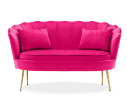 2 Seater Loveseat Small Sofa In Dark Pink Velvet Fabric - thumbnail 3