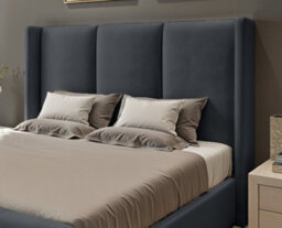 UKBEDFURNITURE Miami Wingback Steel Plush Valvet Upholstered Bed Frame - Slatted Base With 10 Inch Orthopedic Mattress - 48 Inch Headboard - thumbnail 2