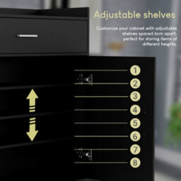 Lassic Vida Designs Dalby Black 2 Door 1 Drawer Shoe Storage Cabinet - thumbnail 7
