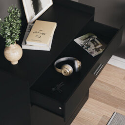 Lassic Vida Designs Dalby Black 2 Door 1 Drawer Shoe Storage Cabinet - thumbnail 4