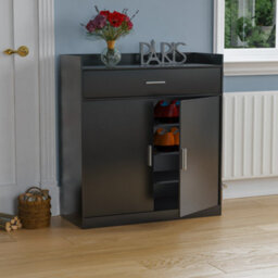 Lassic Vida Designs Dalby Black 2 Door 1 Drawer Shoe Storage Cabinet - thumbnail 1