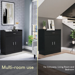 Lassic Vida Designs Dalby Black 2 Door 1 Drawer Shoe Storage Cabinet - thumbnail 9