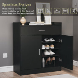 Lassic Vida Designs Dalby Black 2 Door 1 Drawer Shoe Storage Cabinet - thumbnail 8