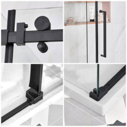 Homestylestore Black Reversible Corner Frameless Sliding Door Shower Enclosure With White Slate Effect Tray 1400 X 900mm - thumbnail 3