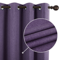Deconovo Linen Effect 100% Blackout Curtains Thermal Insulated Eyelet With Coating Back Layer 46X90 Inch Purple Grape 2 Panels - thumbnail 2