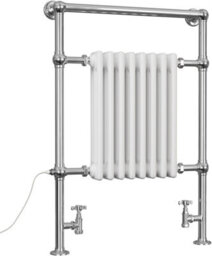 Uk Radiators 1921Btu H963mm X W673mm White Traditional Standard Column Dual Fuel Heated Towel Rail Adisham