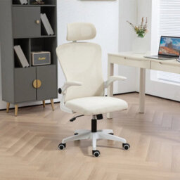 Mesh Office Chair Swivel Gas Lift Height Adjust Ergonomic Computer Desk Chair Beige - thumbnail 4