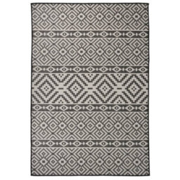Berkfield Durable Outdoor Flatweave Rug 160X230 Cm Black Stripes - thumbnail 2