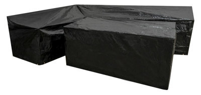 Woodside L Shape Outdoor Garden Corner Sofa & Table Dining Set Cover, Black, Large Right Side Long - image 1