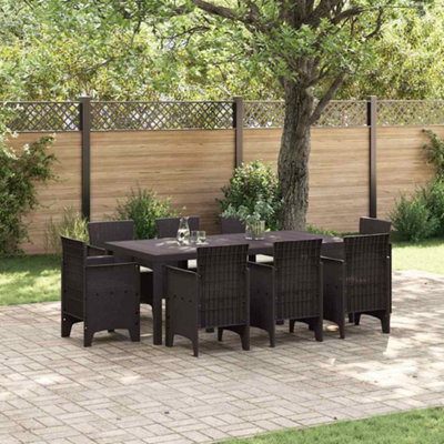 Berkfield Garden Dining Set 9 Pcs Brown Polt Rattan - image 1