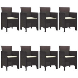 Berkfield Garden Dining Set 9 Pcs Brown Polt Rattan - thumbnail 4