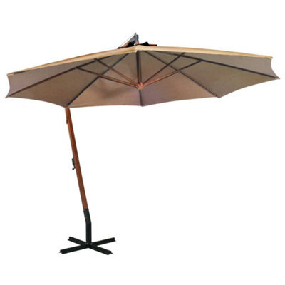 Berkfield Hanging Parasol With Pole Taupe 3.5X2.9 M Solid Fir Wood - image 1