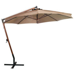 Berkfield Hanging Parasol With Pole Taupe 3.5X2.9 M Solid Fir Wood - thumbnail 2