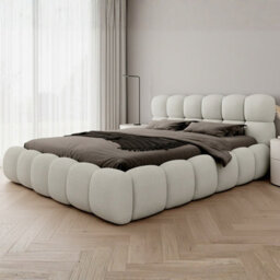Boston 200 X 200 Cm Bed With Storage Wooden Frame Springlift Mechanism Beige - thumbnail 1