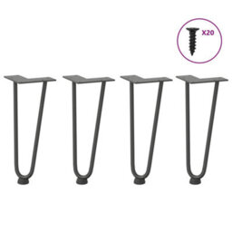 Berkfield Hairpin Legs For Coffee Table 4 Pcs Anthracite 30 Cm Solid Steel - thumbnail 1