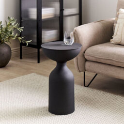 Beliani Lumen Living Black Iron Geometry Side Table 36Cm Diameter, Matte Finish Accent End Table - thumbnail 2