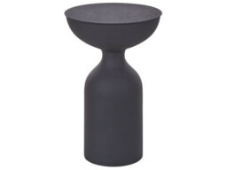 Beliani Lumen Living Black Iron Geometry Side Table 36Cm Diameter, Matte Finish Accent End Table - thumbnail 1