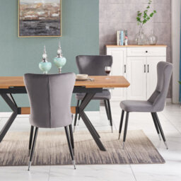 Life Interiors Single Grey New York Modern Velvet Dining Chair With High Back, Black Metal Legs, And Silver Tips - thumbnail 8