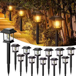 12Pcs Solar Garden Lights Retro Waterproof Outdoor Yard Signs - thumbnail 1