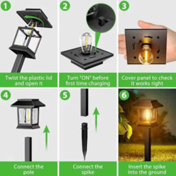 12Pcs Solar Garden Lights Retro Waterproof Outdoor Yard Signs - thumbnail 6
