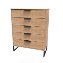 Beijing 5 Drawer Chest Of Drawers In Nebraska Oak (Ready Assembled) - thumbnail 3