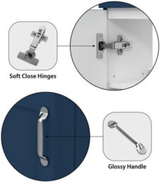 Belofay 400mm Bathroom Vanity Unit With Basin, White Ceramic Bathroom Sink With Trap And Waste, No Tap Included(Crawley Blue) - thumbnail 6