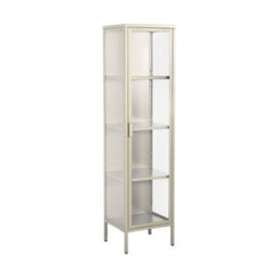 Sweeek - Sideboard, Steel And Tempered Glass Display Cabinet With 1 Door Beige 40X35X160 Cm - Arkansas - thumbnail 2