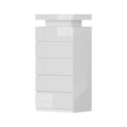 High Gloss Drawer Cabinet W/ 5 Drawers Storage Space Bedside Table W/ Led Lights - thumbnail 5