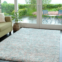 Loomed Super Soft Mottled Teal Blue & Blush Pink Shaggy Area Rug 200X290Cm - thumbnail 2