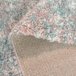 Loomed Super Soft Mottled Teal Blue & Blush Pink Shaggy Area Rug 200X290Cm - thumbnail 4