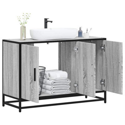 Berkfield Bathroom Sink Cabinet Grey Sonoma 90X33X60 Cm Engineered Wood - image 1