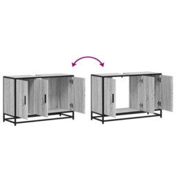 Berkfield Bathroom Sink Cabinet Grey Sonoma 90X33X60 Cm Engineered Wood - thumbnail 9