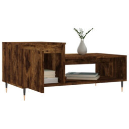 Berkfield Coffee Table Smoked Oak 100X50X45 Cm Engineered Wood - thumbnail 4