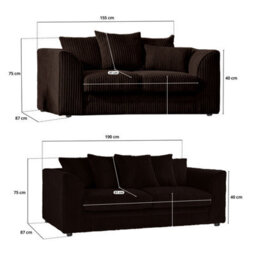 BlissFurniture Ltd Bliss Furniture Brown Jumbo Cord 3+2 Seater Sofa Set Scatter Back Cushions, Deep Foam Seats, Modern And Durable Design - thumbnail 2
