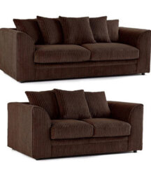 BlissFurniture Ltd Bliss Furniture Brown Jumbo Cord 3+2 Seater Sofa Set Scatter Back Cushions, Deep Foam Seats, Modern And Durable Design - thumbnail 1