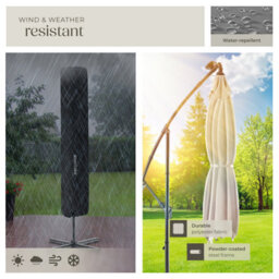 Tectake Parasol Sunna - 250 X 250 Cm With Led Solar Lighting, With Protective Cover - Beige - thumbnail 5