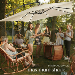 Tectake Parasol Sunna - 250 X 250 Cm With Led Solar Lighting, With Protective Cover - Beige - thumbnail 7