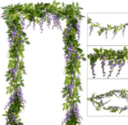 10 Pack Artificial Wisteria Garlands, Artificial Flower Garland, Hanging Wisteria Flowers For Wedding, Party, Garden (Purple) - thumbnail 4